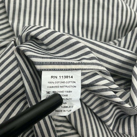 Mens XXL Billy Reid Slim Cut Vertical Thin Stripes Embroidered Logo LS/BD Shirt - Picture 9 of 9